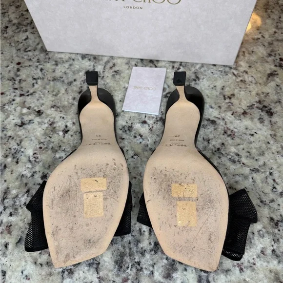 Jimmy Choo Black Mesh Bow Heels - Picture 4 of 8